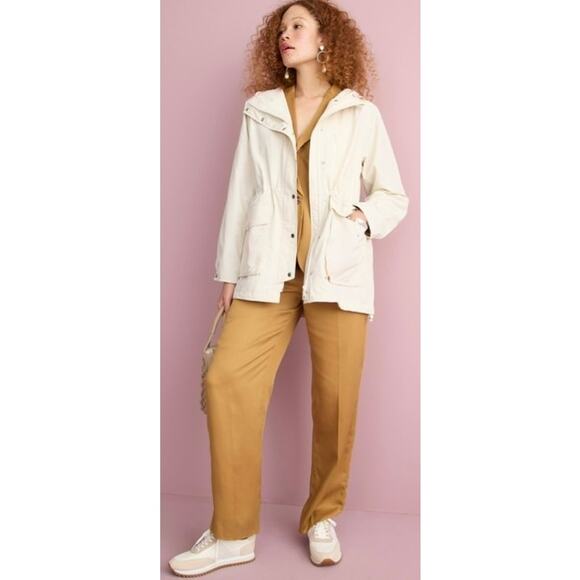 J. Crew Perfect Lightweight Jacket Size S Soft Champagne Cream Rain Anorak Prep - Picture 2 of 14